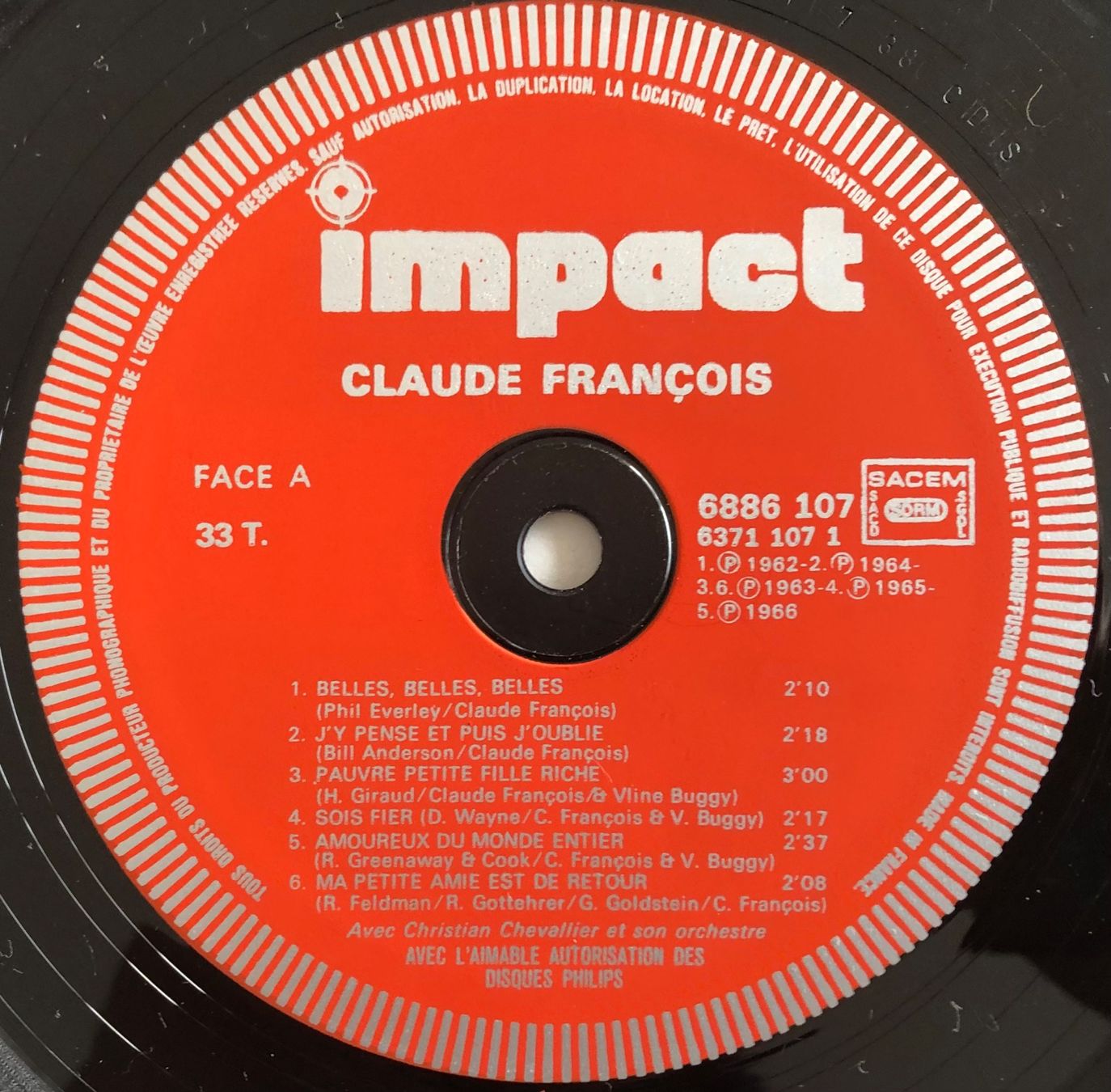 Schallplatten: CLAUDE FRANÇOIS - CLAUDE FRANÇOIS – Gebraucht aus Poliez-Pittet von Newtown-Records 3