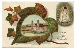 Gruss aus Einsiedeln (SZ) Kloster - Schwarze Madonna - Litho