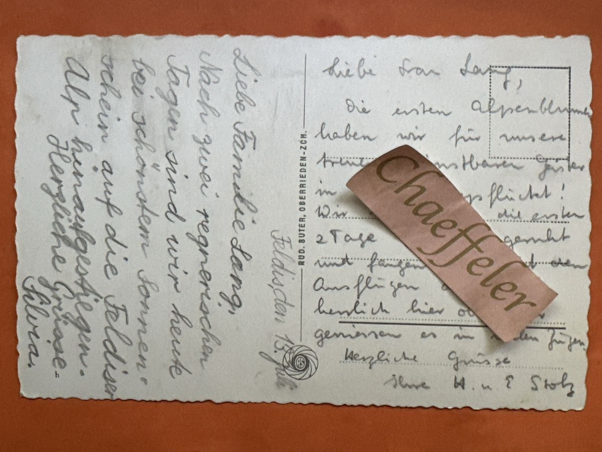 Cartoline postali: Ansichtskarte Feldis im Domleschg mit Piz Beverin – Usato da Zürich venduto da Chaeffeler 1