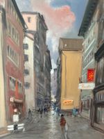 Zürich Altstadt Niederdorf 70x50cm Leinwand