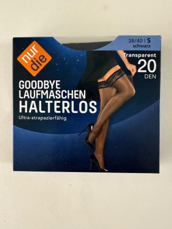 NUR DIE, Halterlose Strümpfe, Grösse S, Farbe Schwarz