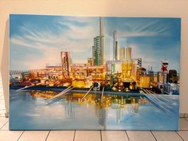 211cmbreitx141/ handgemaltes Öl Gemälde/Industrieanlage