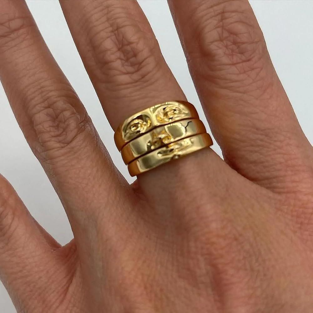 Anelli: Goldener Statement Ring mit Gesicht, neuwertig, Grösse 54 – Usato da Erlinsbach SO venduto da ULIKH 1