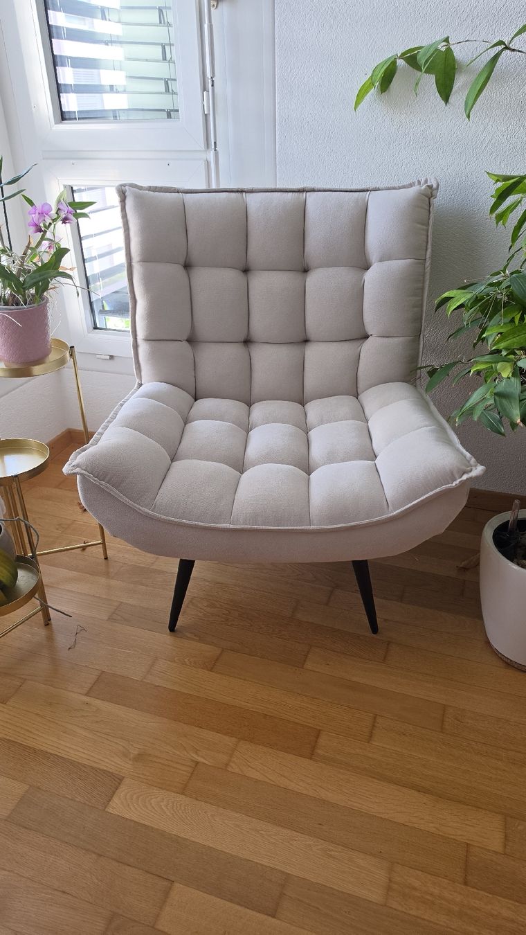 Beliani Sessel: Sessel beige, 75x75cm, Höhe 93cm – Gebraucht aus Jona von bele19