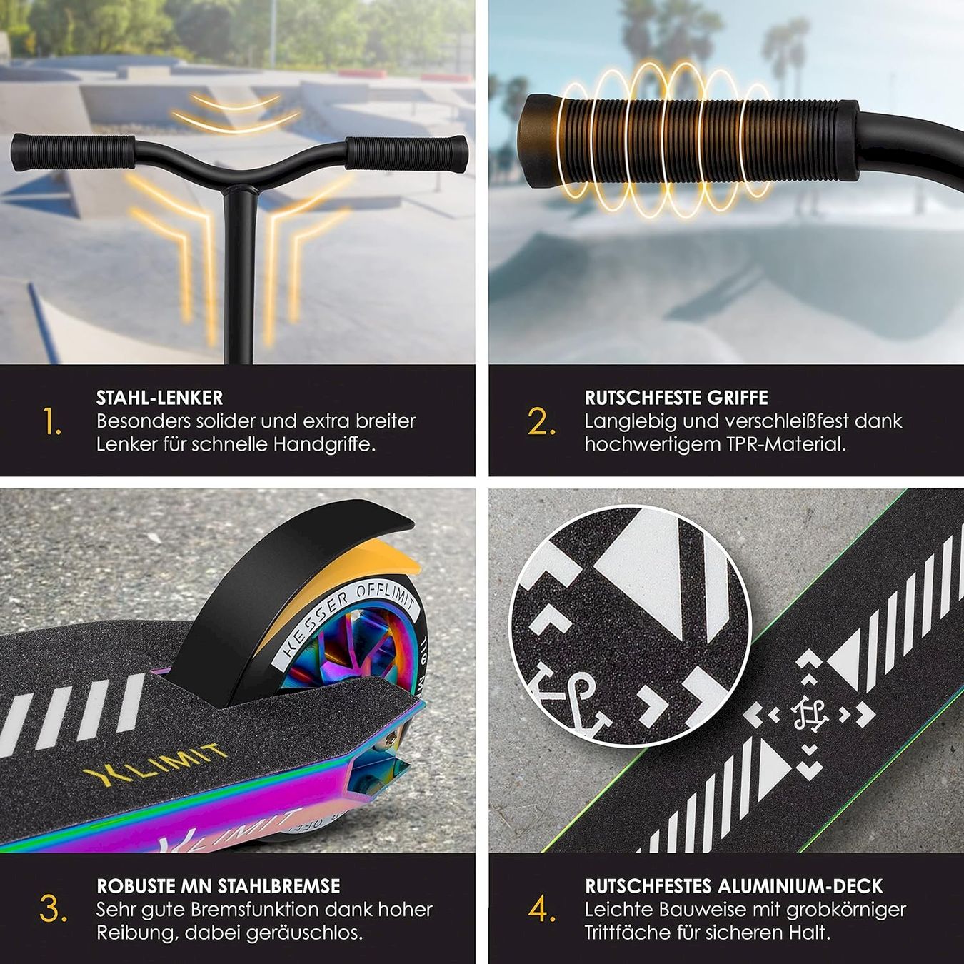 Scooter: KESSER X-Limit-Pro Stunt Scooter rainbow – Nuovo e nell'imballaggio originale da Bottighofen venduto da zaap 8