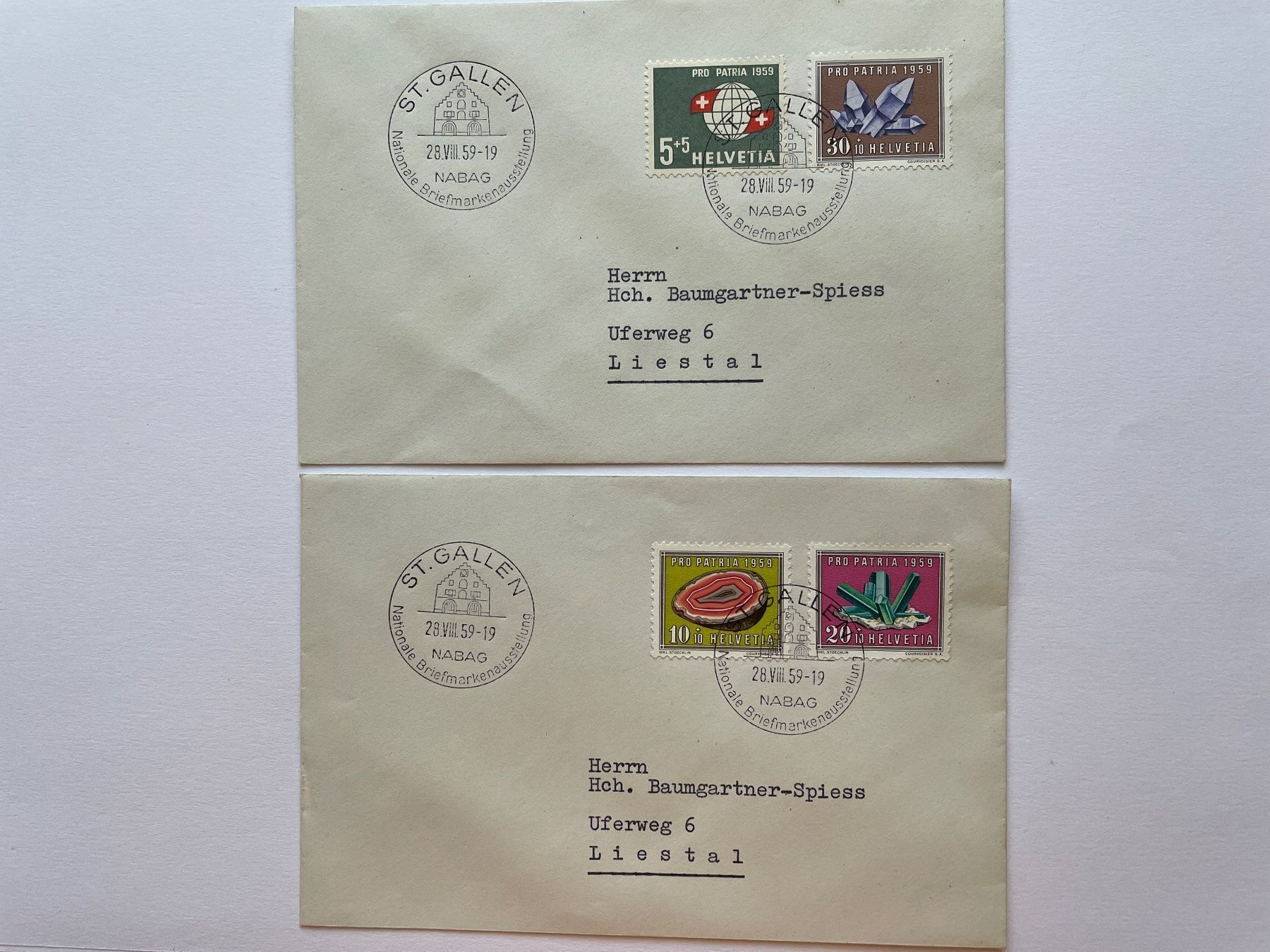 Alle Briefmarken: Briefmarken Schweiz 1959 – Gebraucht aus Adligenswil von Treegarden