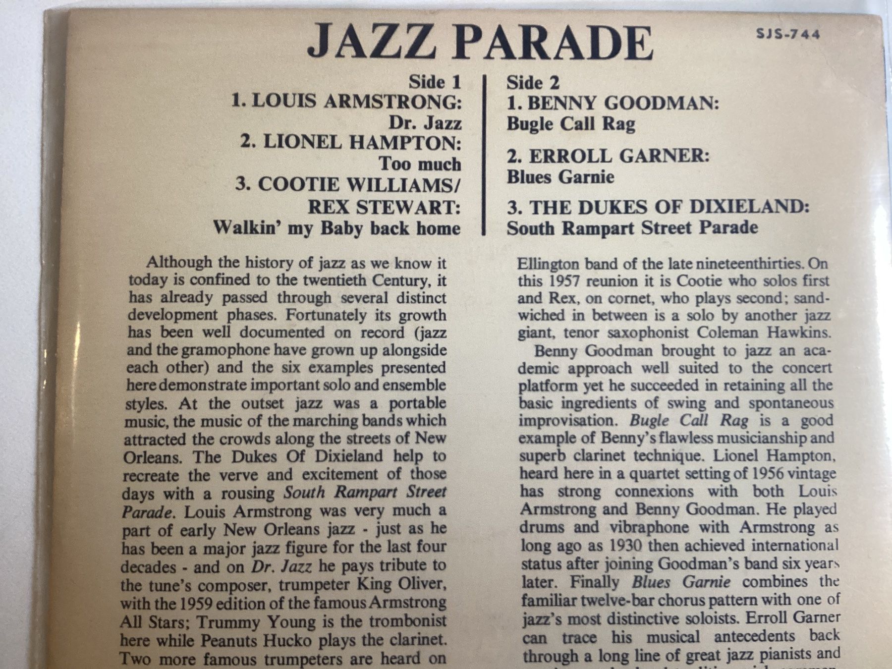Dischi in vinile: Jazz Parade Single - N 2 – Usato da Gutenswil venduto da Hamzian 1