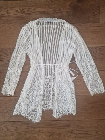 Spitzen Damentop Weiss Grösse S/M leicht transparent