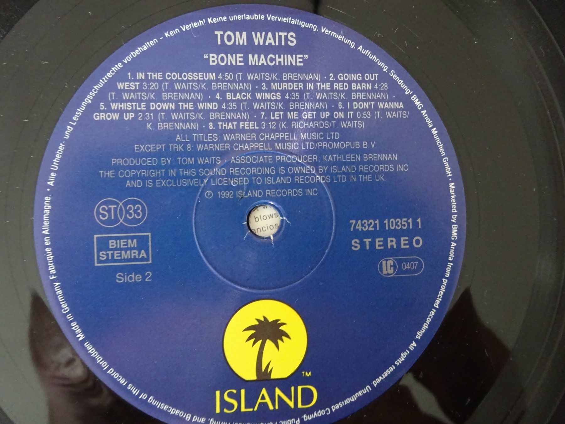 Dischi in vinile: TOM WAITS ** BONE MACHINE ** EXCELLENT – Usato da Luzern venduto da xrayspex99 4