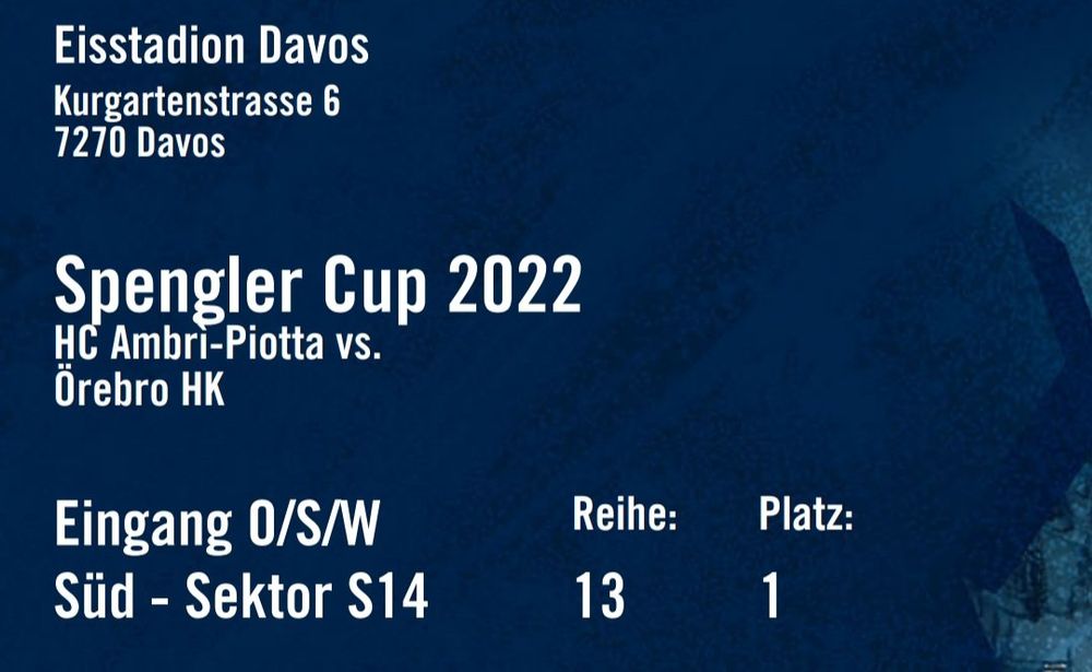 Spengler Cup tickets Kaufen auf Ricardo