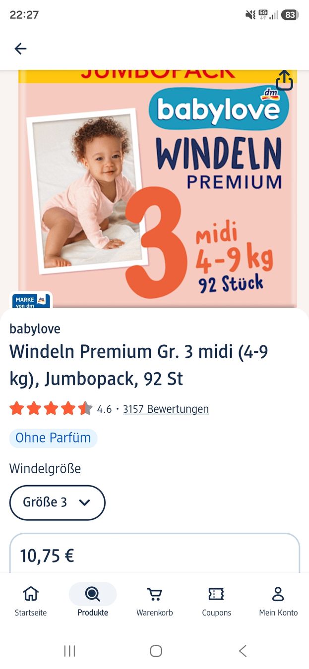 Bacs à couches & couches: 103 Stück Babylove Windeln Grösse 3  – Neuf (Voir description) à Zug par nic_wlj8 1