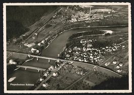 Koblenz, Fliegeraufnahme des Ortes mit F