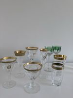 Set of 8 crystal glasses with gold rim