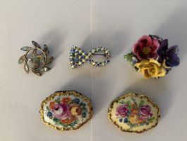 🔴 5 Broschen, Modeschmuck, Vintage