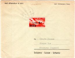 1948 BUSTA DA MERANO NACH LUGANO FLUGPOSTMARKE LIRE 6 - FL