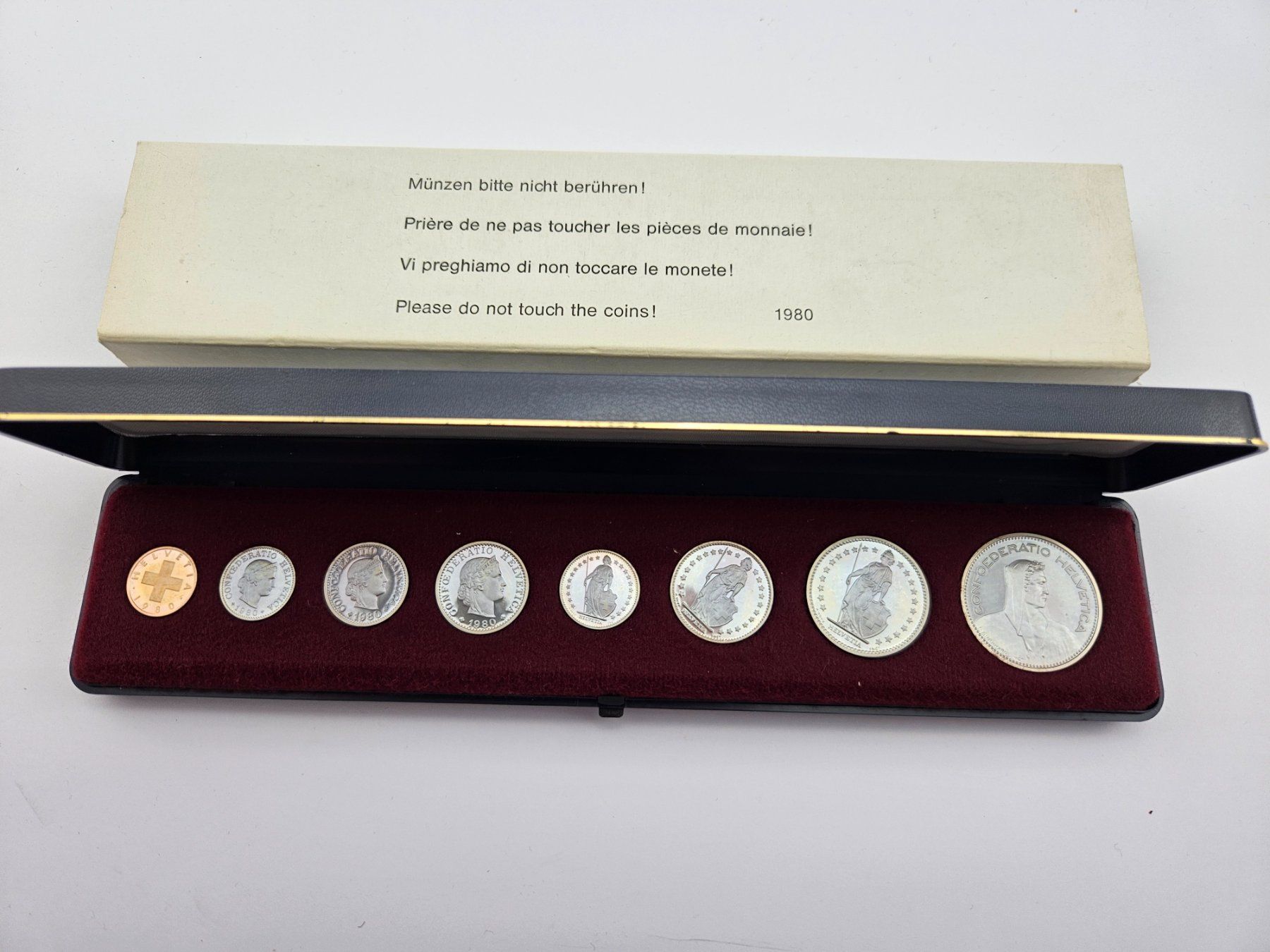 Tutti le monete: Schweizer Münzsatz 1980 Polierte Platte – Nuovo e nell'imballaggio originale da Therwil venduto da Racingr6