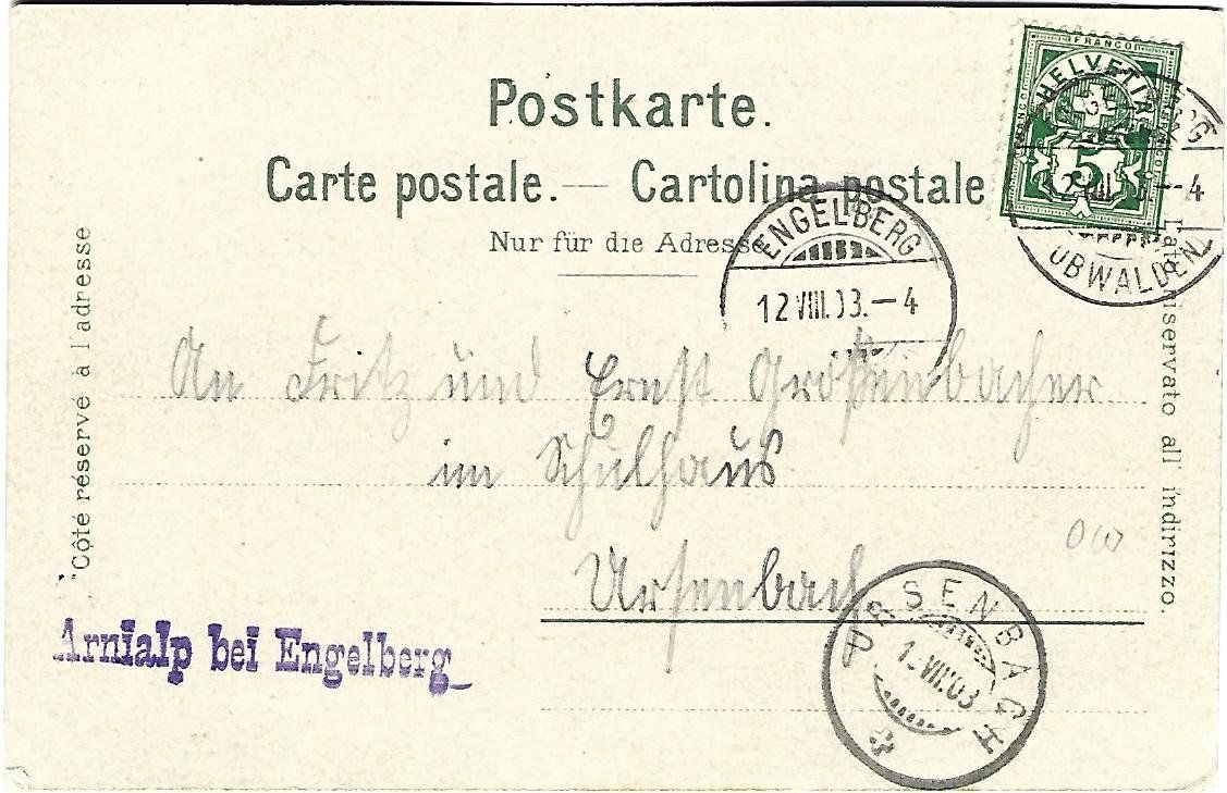 Cartoline postali: Arnialp bei Engelberg – Usato da Wetzikon ZH venduto da Brulu100 1