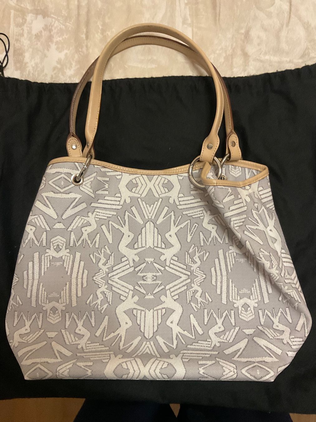 Maison Mollerus Taschen für Damen: Handtasche Maison Mollerus grau gemustert – Gebraucht aus Scuol von Lotus2020 1