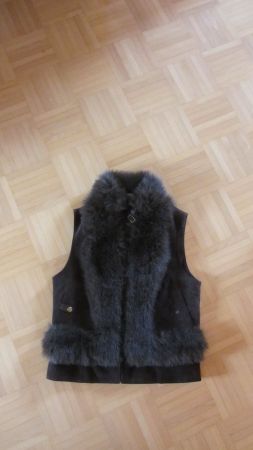 Gilet brun foncé en fausse fourrure T38