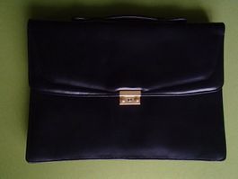 Hochwertige schwarze Vintage Ledermappe ECHT LEDER