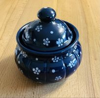 Gmundner Keramik Zuckerdose blau mit Deckel, Top Zustand!