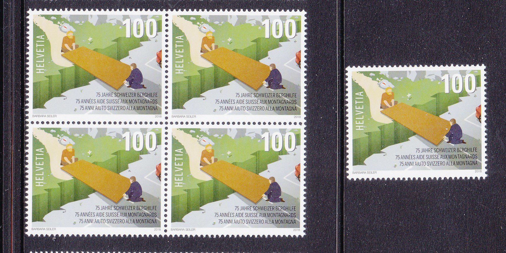 Alle Briefmarken: 2018 Viererblock und Einzelmarke  BERGHILFE ** Postfrisch ** – Neu (gemäss Beschreibung) aus Adliswil von Aenti