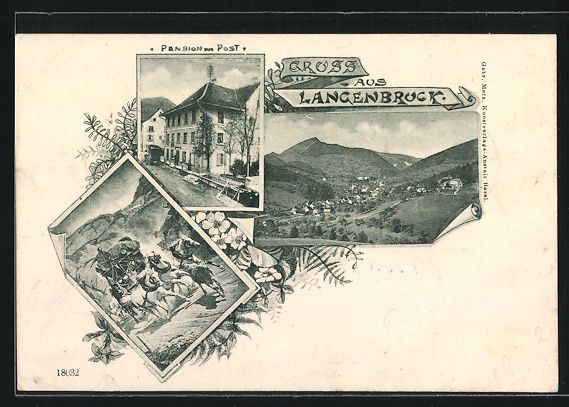 Cartes postales: Langenbruck, Pension zur Post, Postkutsc – D'occasion à Berlin par bartko-reher