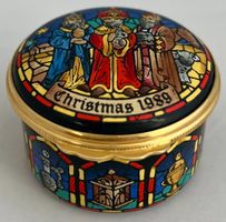 Halcyon Days Enamels, handbemaltes Weihnachtsdöschen, 1989