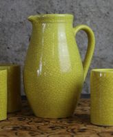 Allgäuer Keramik Krug & 8 Becher / Krakelee, Craquelée, 60er