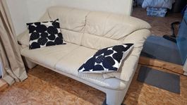 Ledersofa weiss