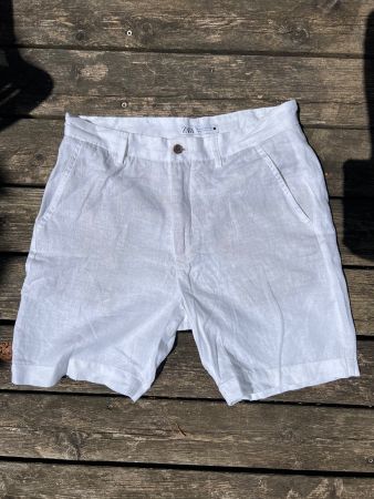 Zara Leinen Shorts Weiss Sommer Gr. M