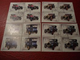 Satz antike Schweizer Autos, 2015, FDC + Lose 4erblock ET-o