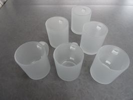 6 Henkel Glas Tassen