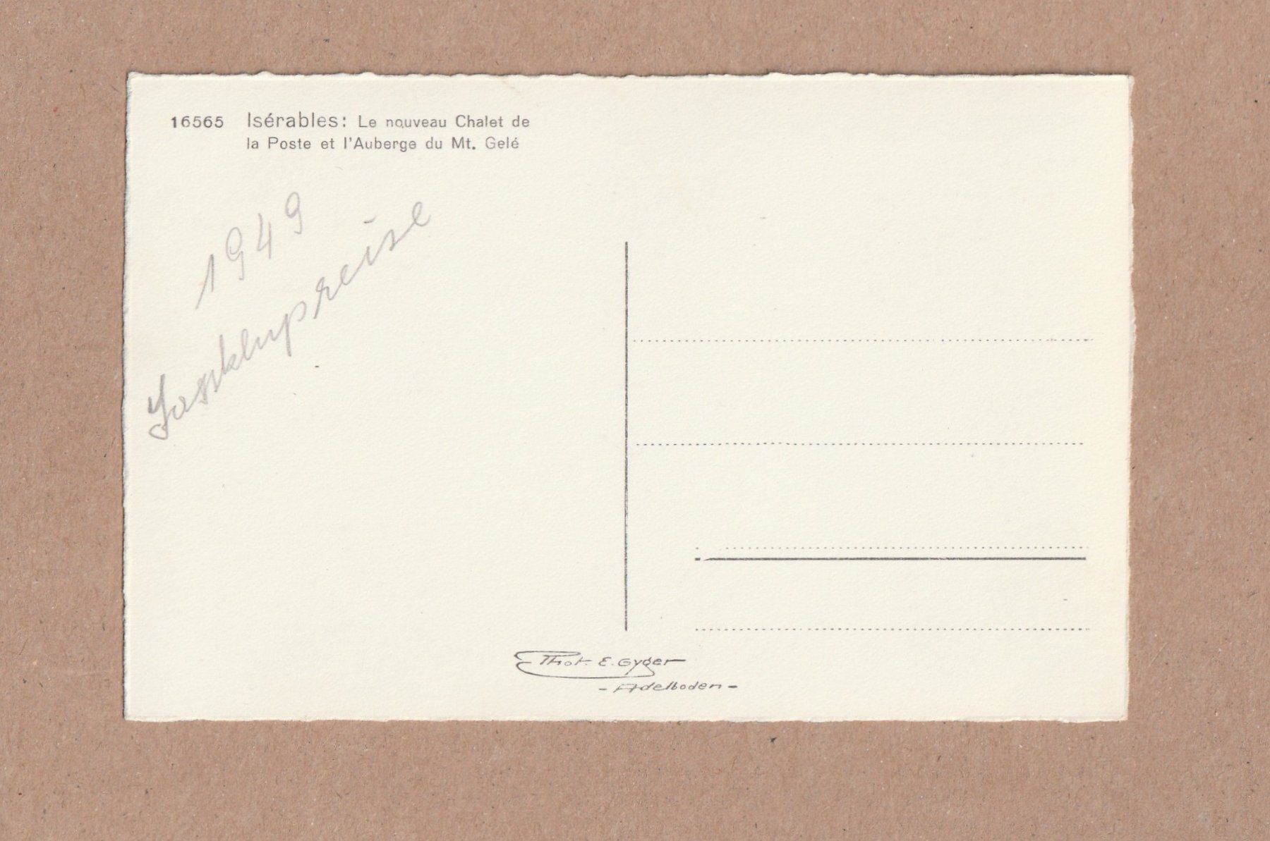 Cartoline postali: AK Isérables 1949 – Usato da Würenlingen venduto da wetroki 1