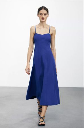 Königsblaues Sommerkleid aus Baumwolle, Größe S (654)