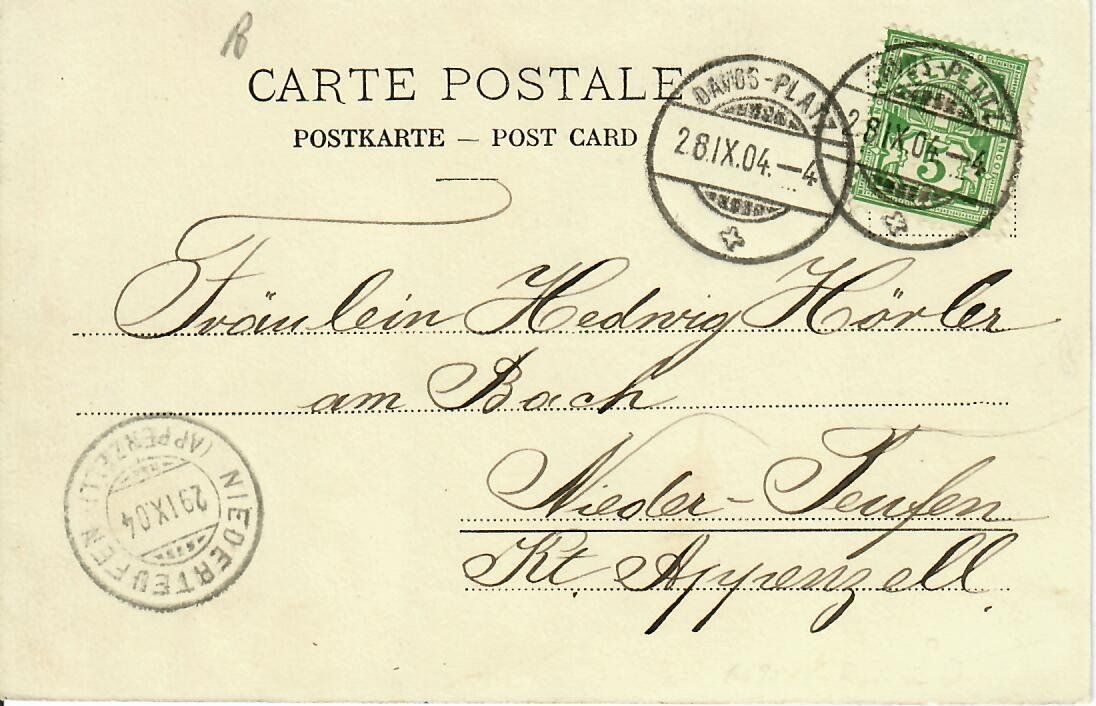Cartoline postali: Davos Dorf - Deutsche Heilstätte 1904 – Usato da Hochdorf venduto da Ziegel-16 1