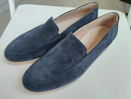 New Paul green Mokassins, Blue Suede leather, 5.5
