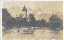 Thun Scherzligen Kirche mit Boot