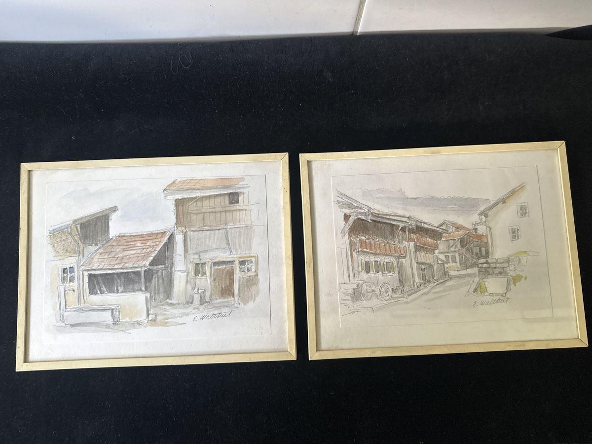 Gemälde: 2er Set Aquarelle - Gemälde von E. Walthiert – Gebraucht aus Zürich von Chaeffeler