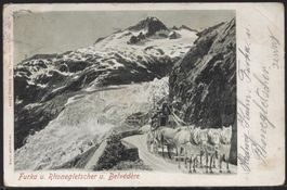 Furka u. Rhonegletscher u. Belvèdère ( Postkutsche )