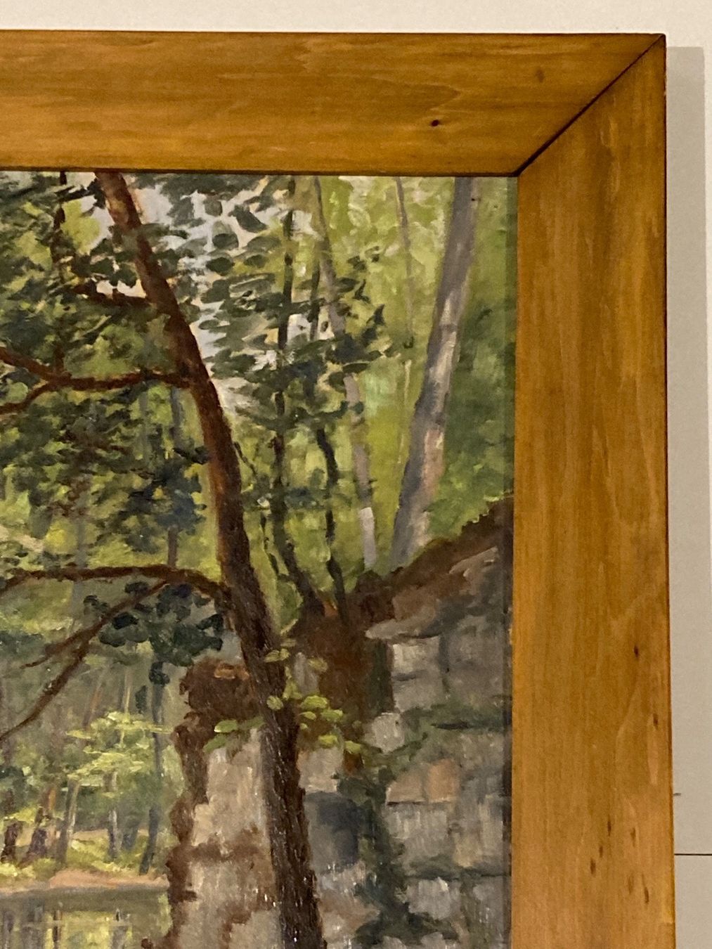 Dipinti: Landschaftsgemälde monogrammiert 1899 mit Bachlauf, Mauer – Usato da Hirzel venduto da pjn_d7xp 3