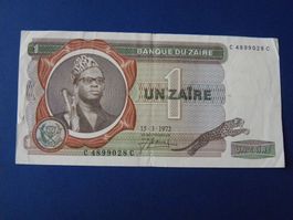 ZAÏRE - 1 Zaïre - 1972 - Banknote - Seltenes Sammlerstück