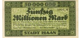Haan Gartenstadt 50 Mil.Mark 01.09.1923 VZ+-VZ++