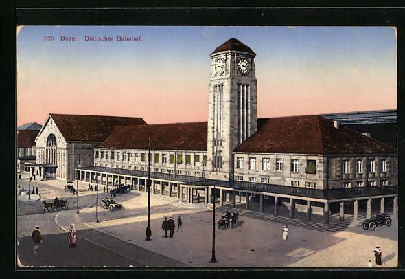 Cartoline postali: AK Basel, Blick zum Badischen Bahnhof – Usato da Berlin venduto da bartko-reher