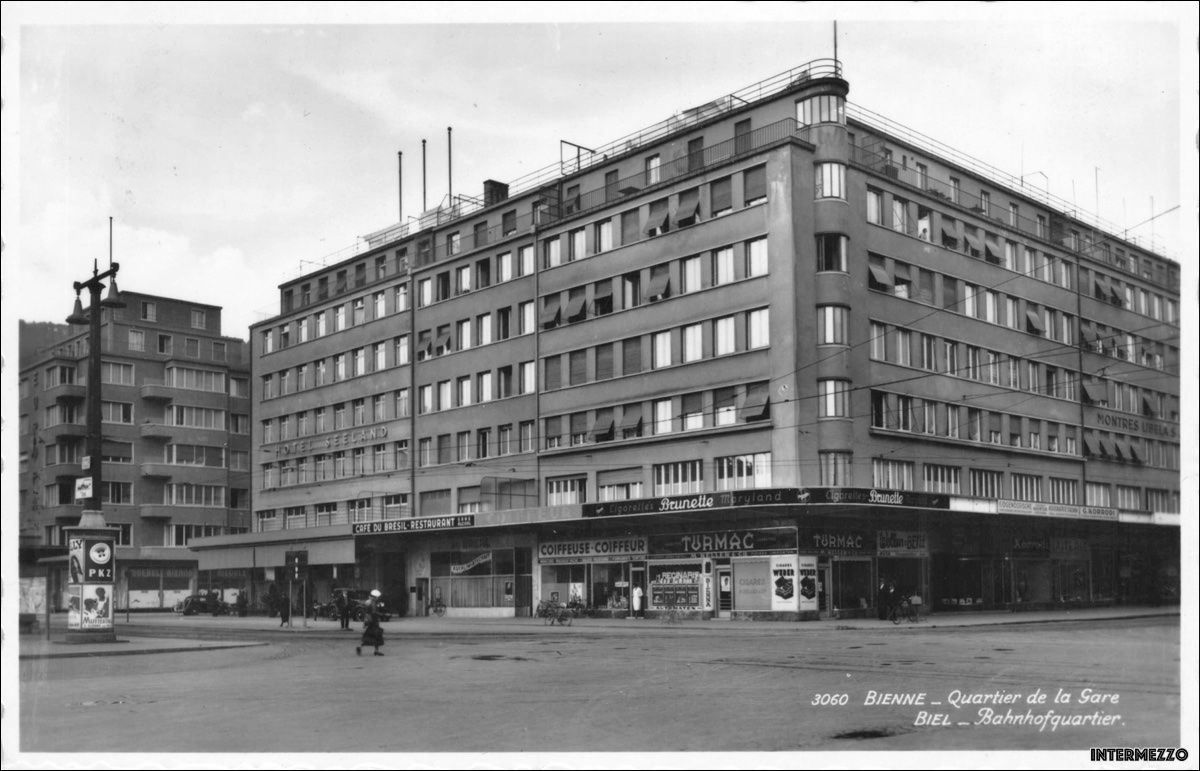Cartoline postali: Biel // Quartier de la Gare // 1960 – Usato da Basel venduto da intermezzo12