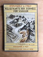 Antike Reliefkarte der Schweiz für Schulen, auf Leinen