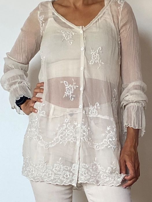 Camicette: Sommerbluse von Tandem, transparent, Gr. 38, creme – Nuovo (secondo la descrizione) da Affoltern am Albis venduto da b-arte