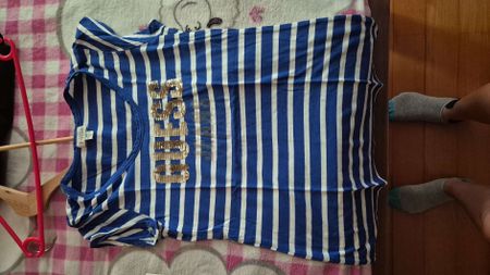 Guess T-Shirt blau weiss gestreift mit Pailletten M