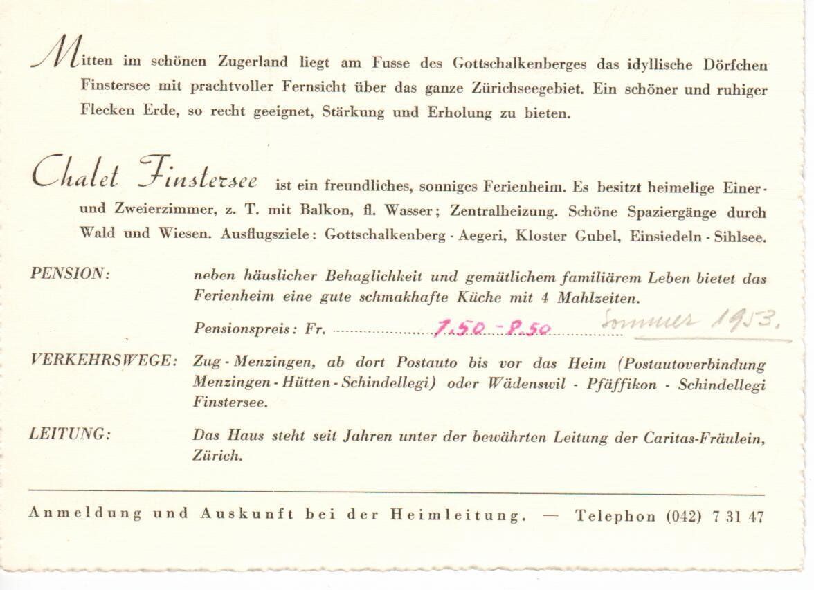 Ansichtskarten: Chalet Finstersee – Gebraucht aus Wolhusen von Curver9 1