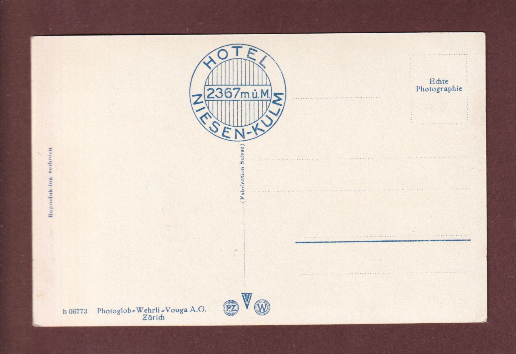 Cartes postales: Hotel NIESEN-KULM – D'occasion à Pully par nicecards-shop 1